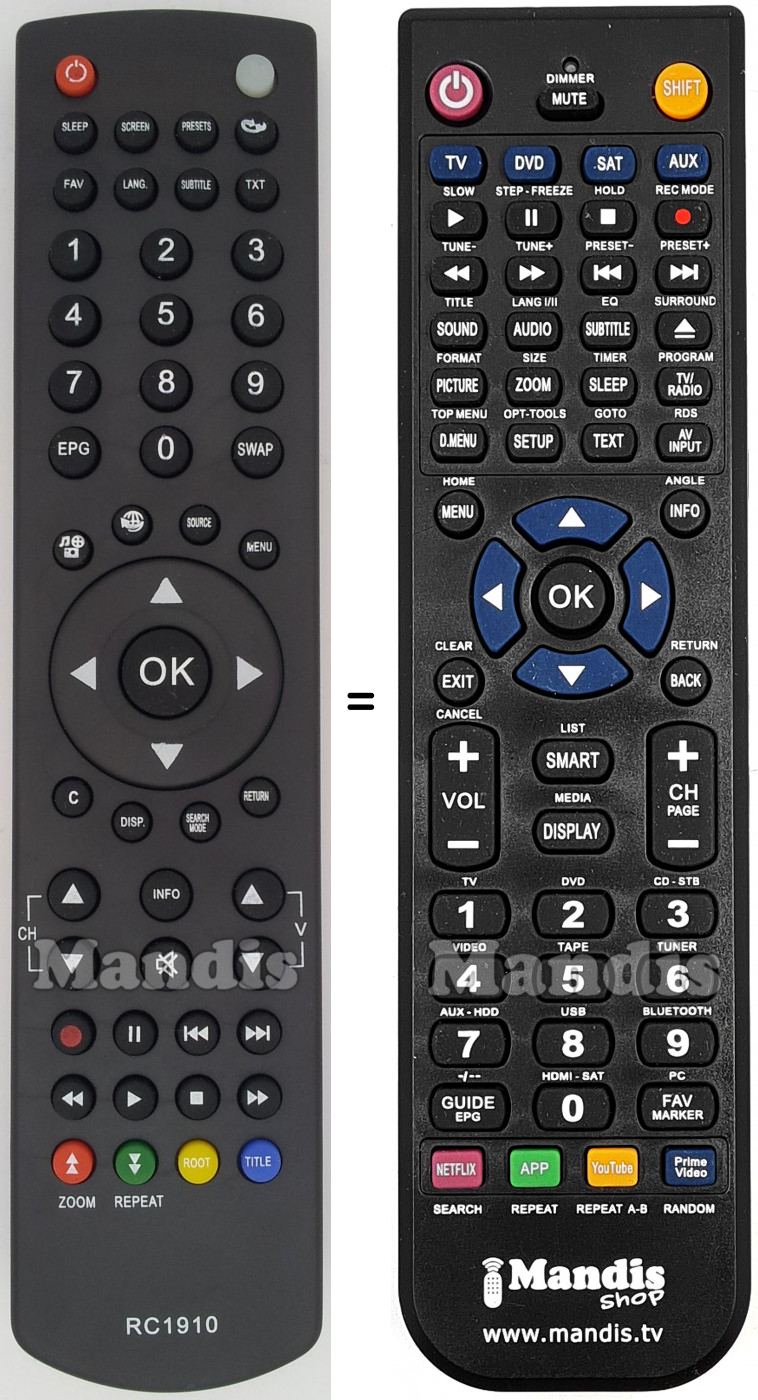 Replacement remote control Windsor RC1910