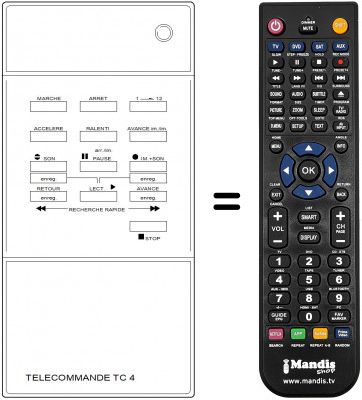 Replacement remote control Continental Edison VK2132