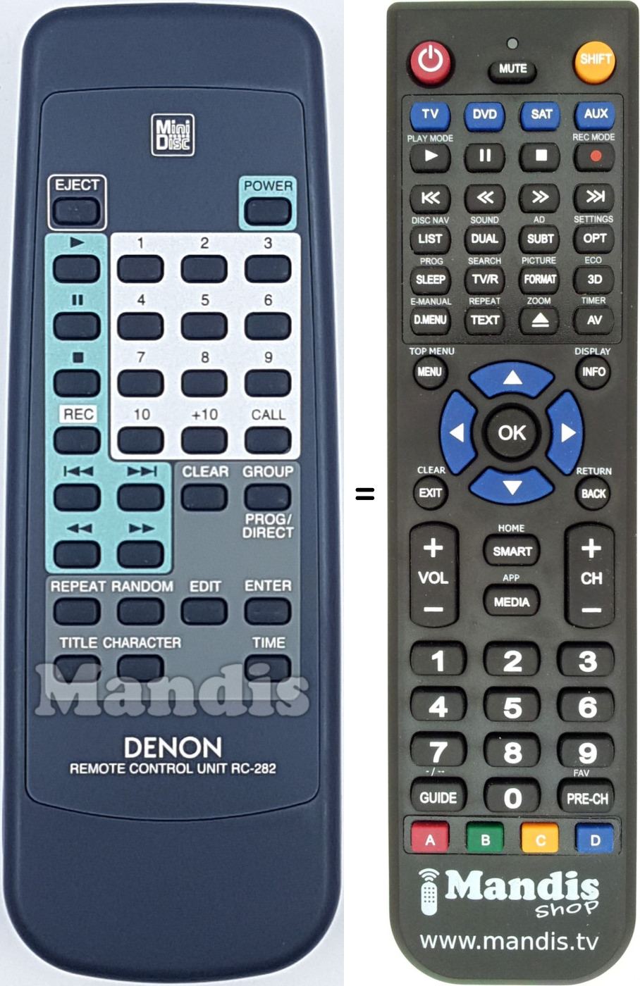Replacement remote control Denon RC-282