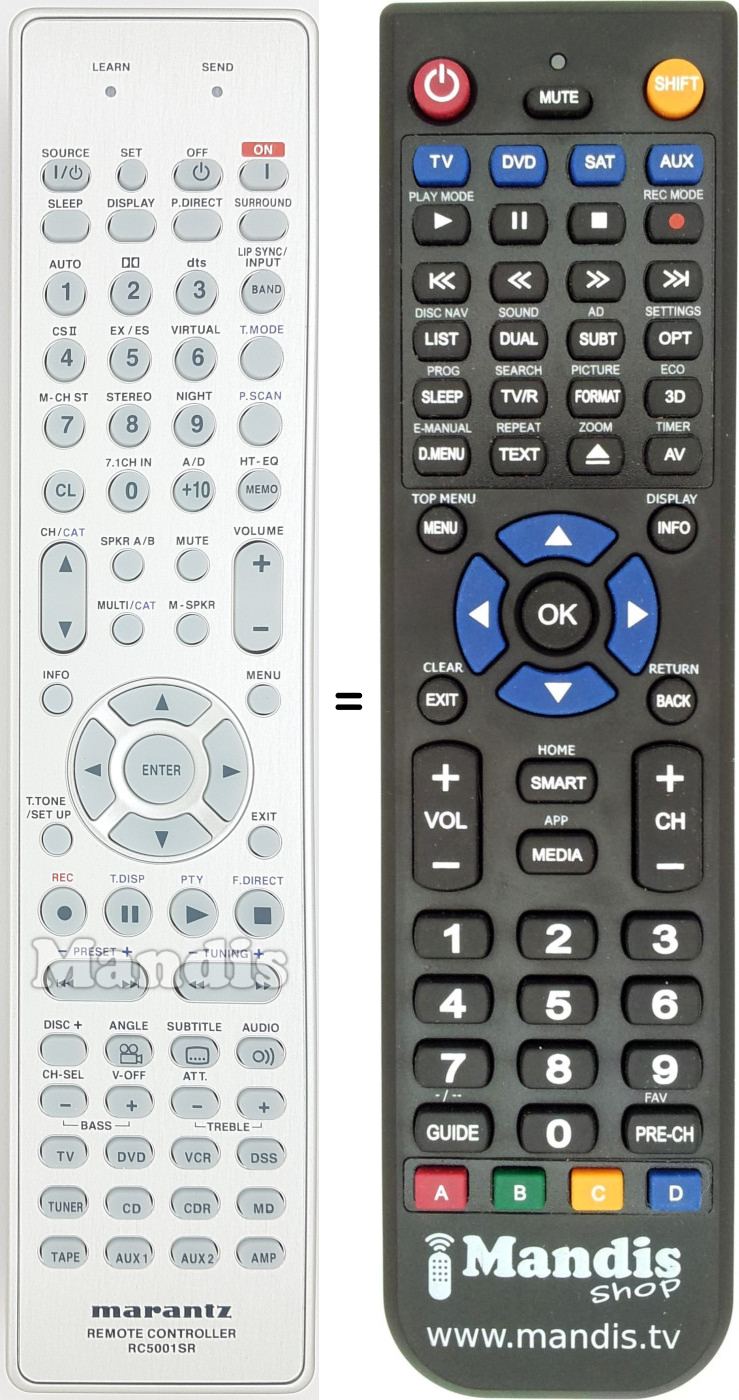Replacement remote control Marantz RC5001SR