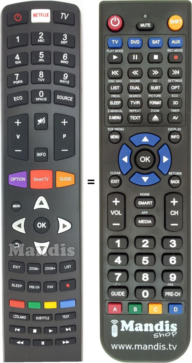 Replacement remote control Thomson 06-IRPT53-LRC311