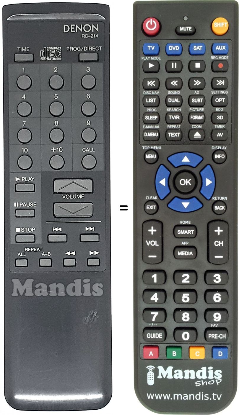 Replacement remote control RC-214