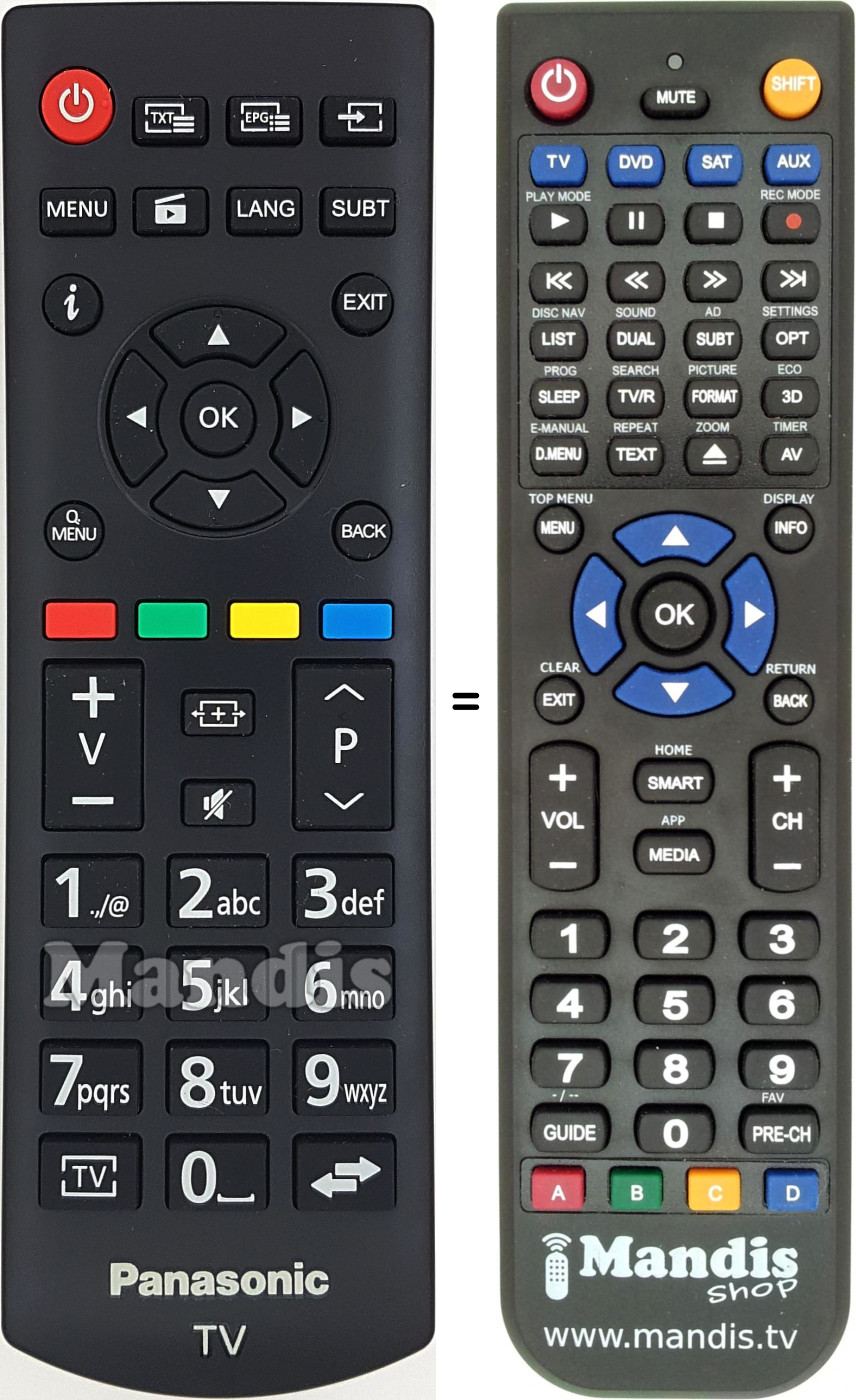 Replacement remote control Panasonic 30092556