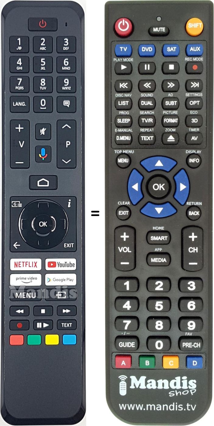 Replacement remote control Telefunken 30108046