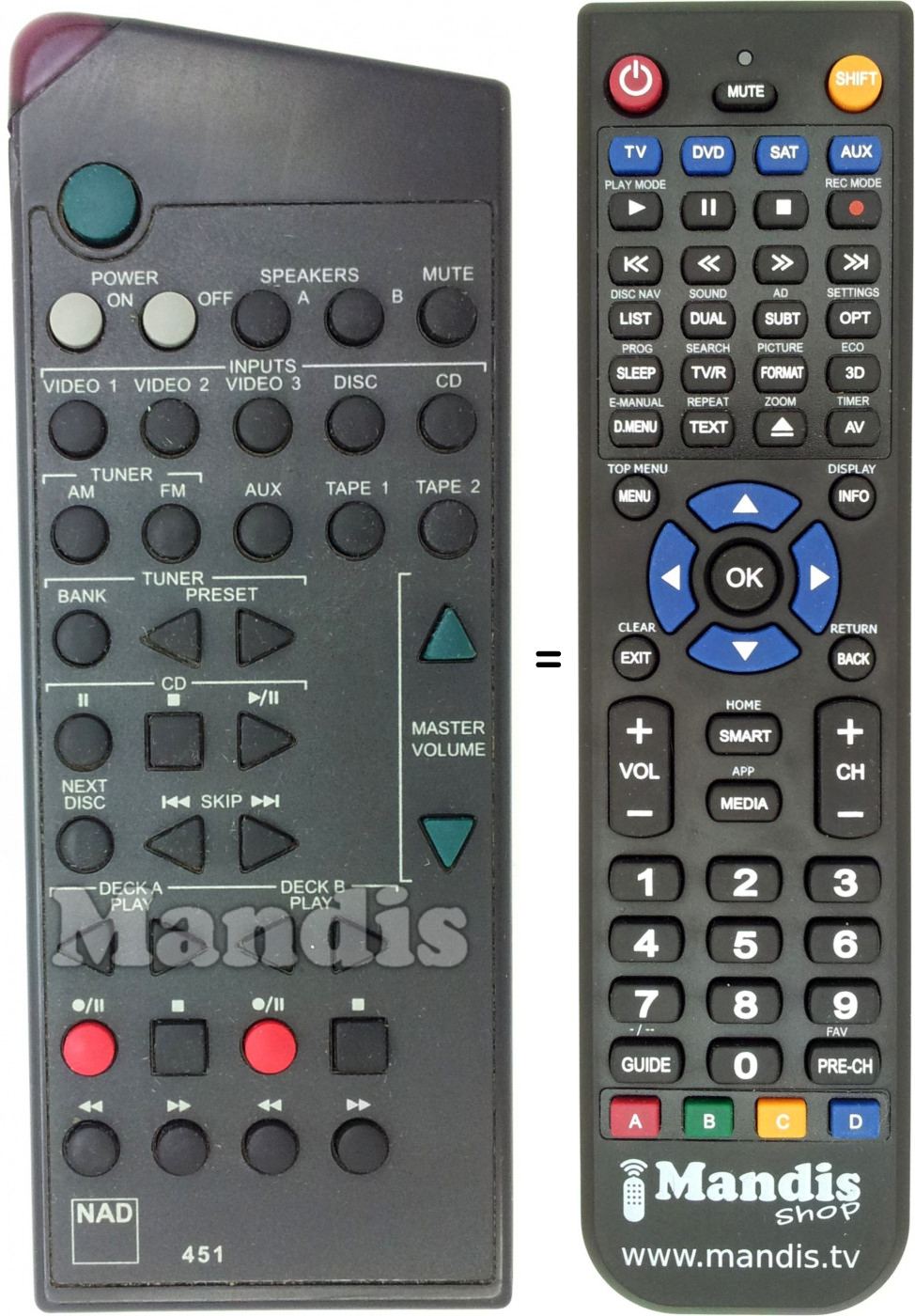 Replacement remote control NAD 451
