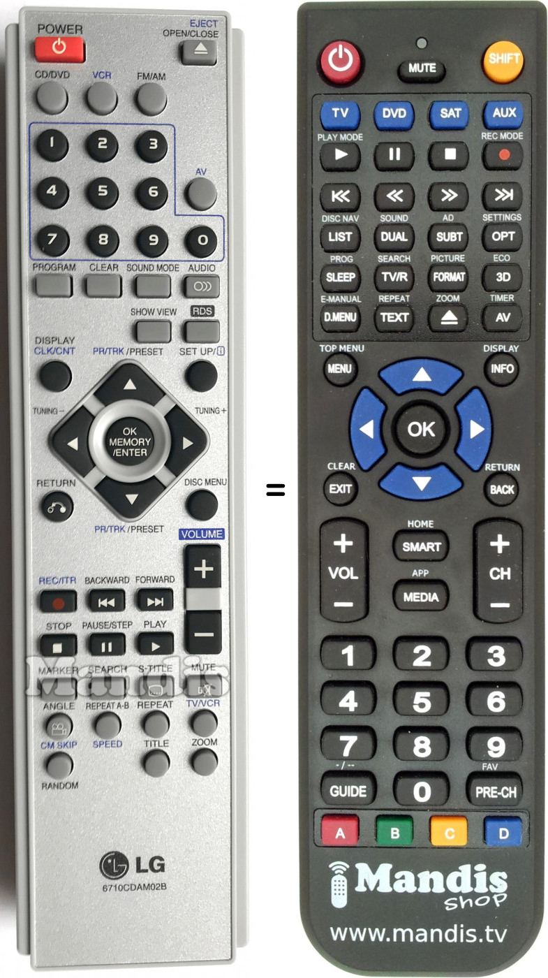 Replacement remote control Goldstar 6710CDAM02B