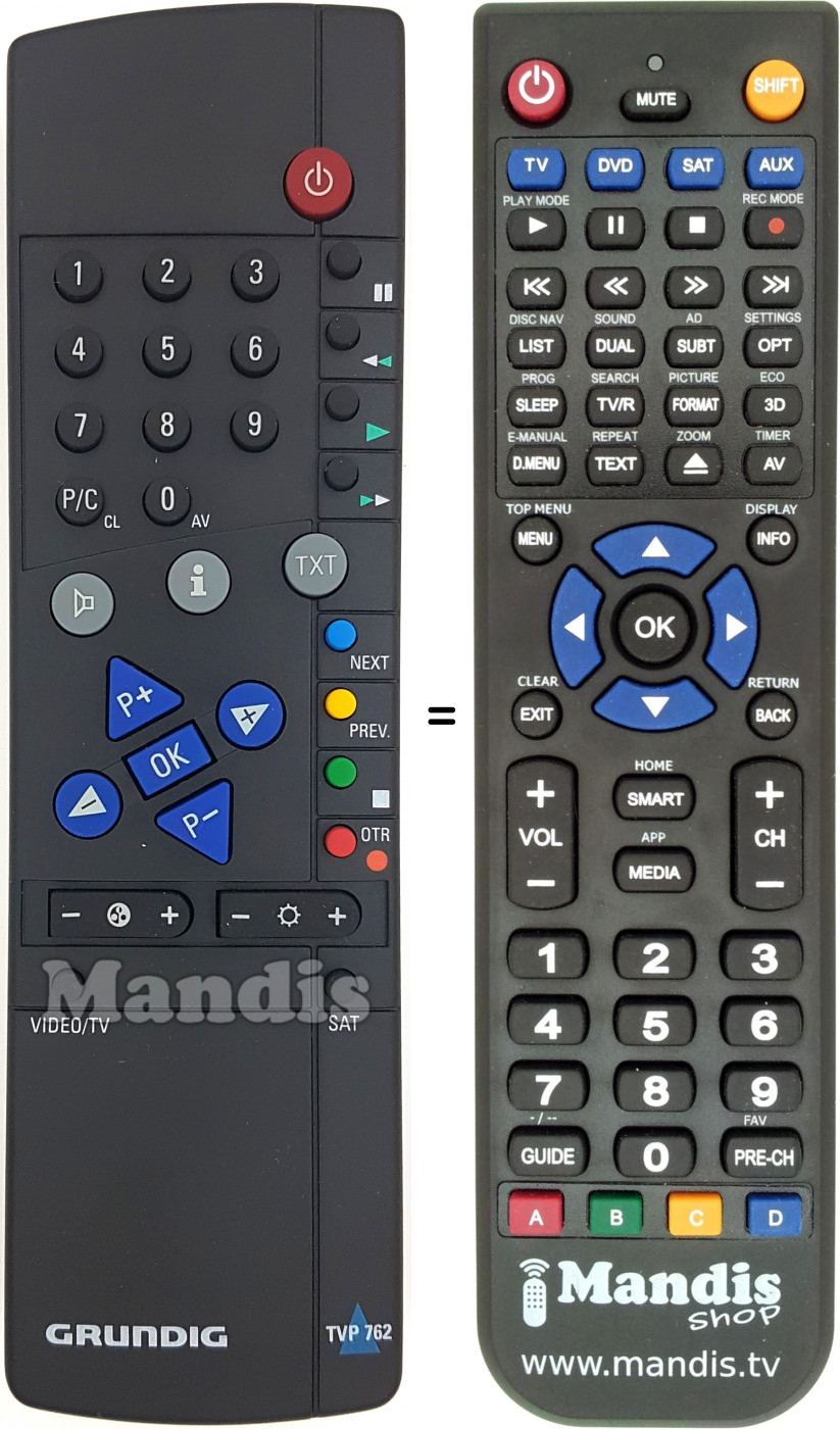 Replacement remote control Grundig TVP762