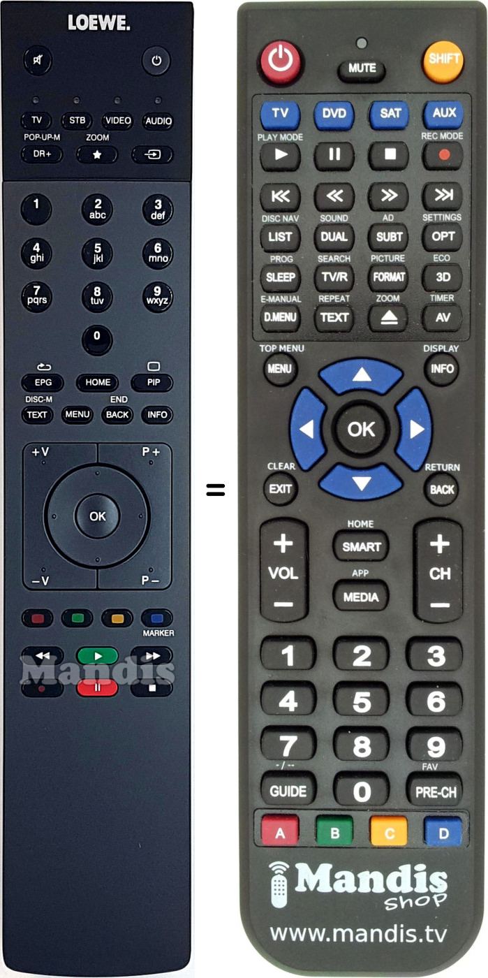 Replacement remote control Loewe 89900D13