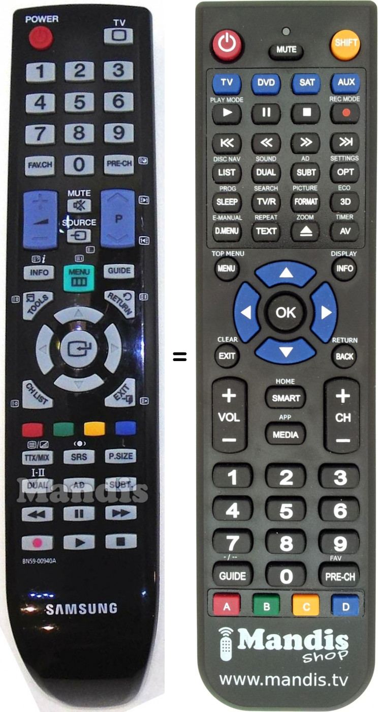 Replacement remote control Samsung BN59-00940A