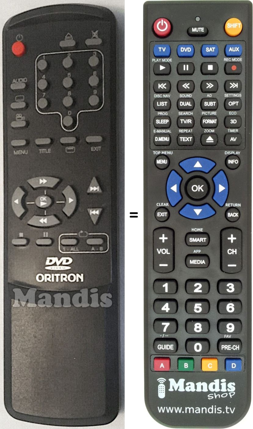 Replacement remote control Tevion DVD200
