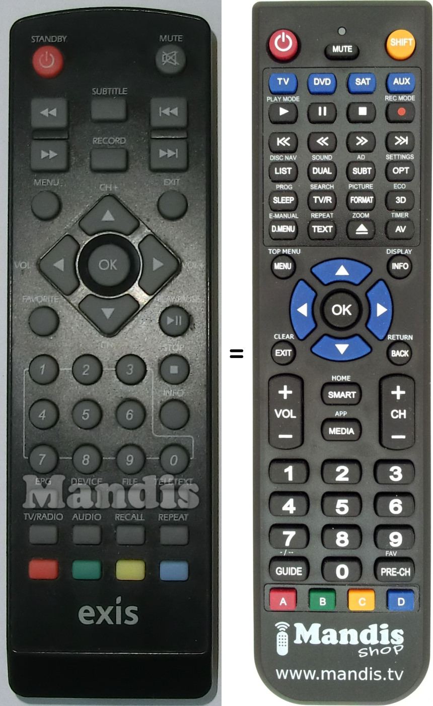Replacement remote control EXIS001