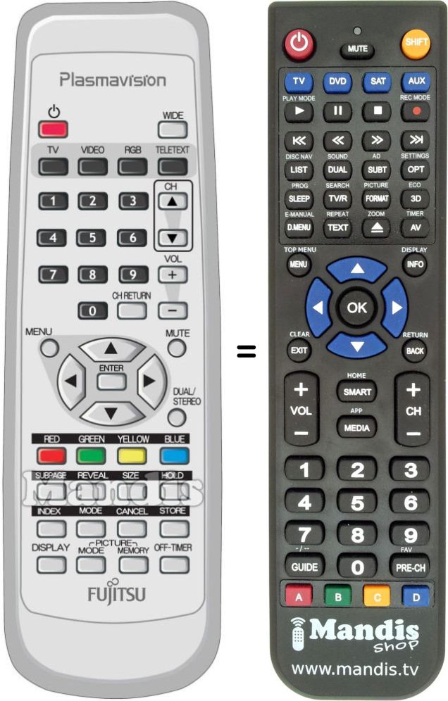 Replacement remote control Fujitsu P42HTA51ES