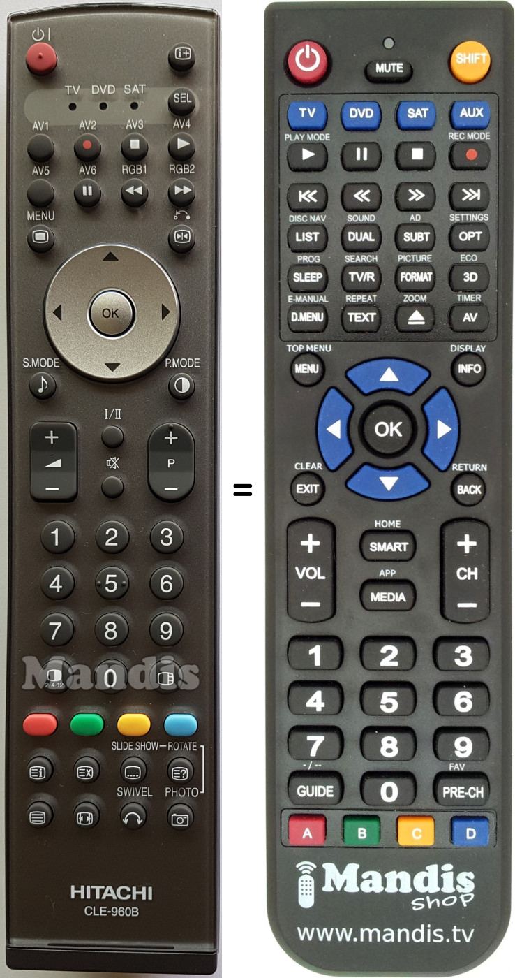 Replacement remote control Hitachi CLE960B