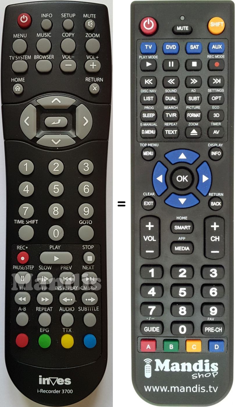 Replacement remote control IRECORDER3700