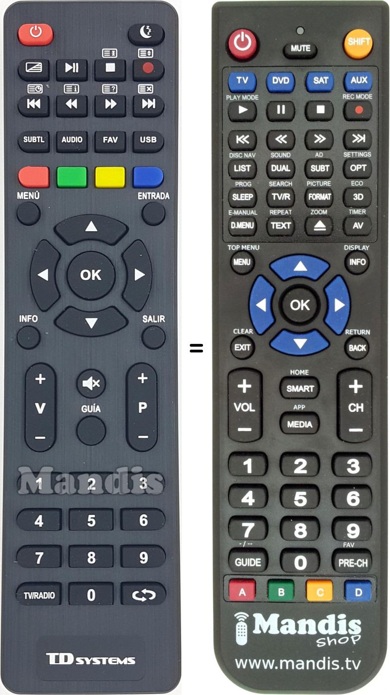 Replacement remote control TD Systems K24DLX9H
