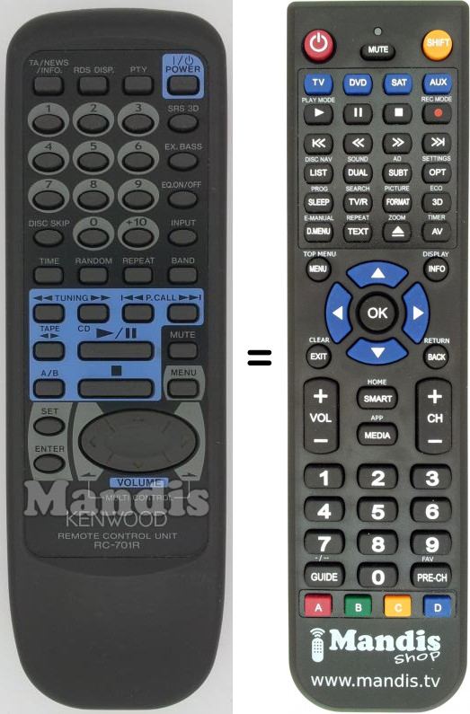 Replacement remote control Kenwood RC-701R
