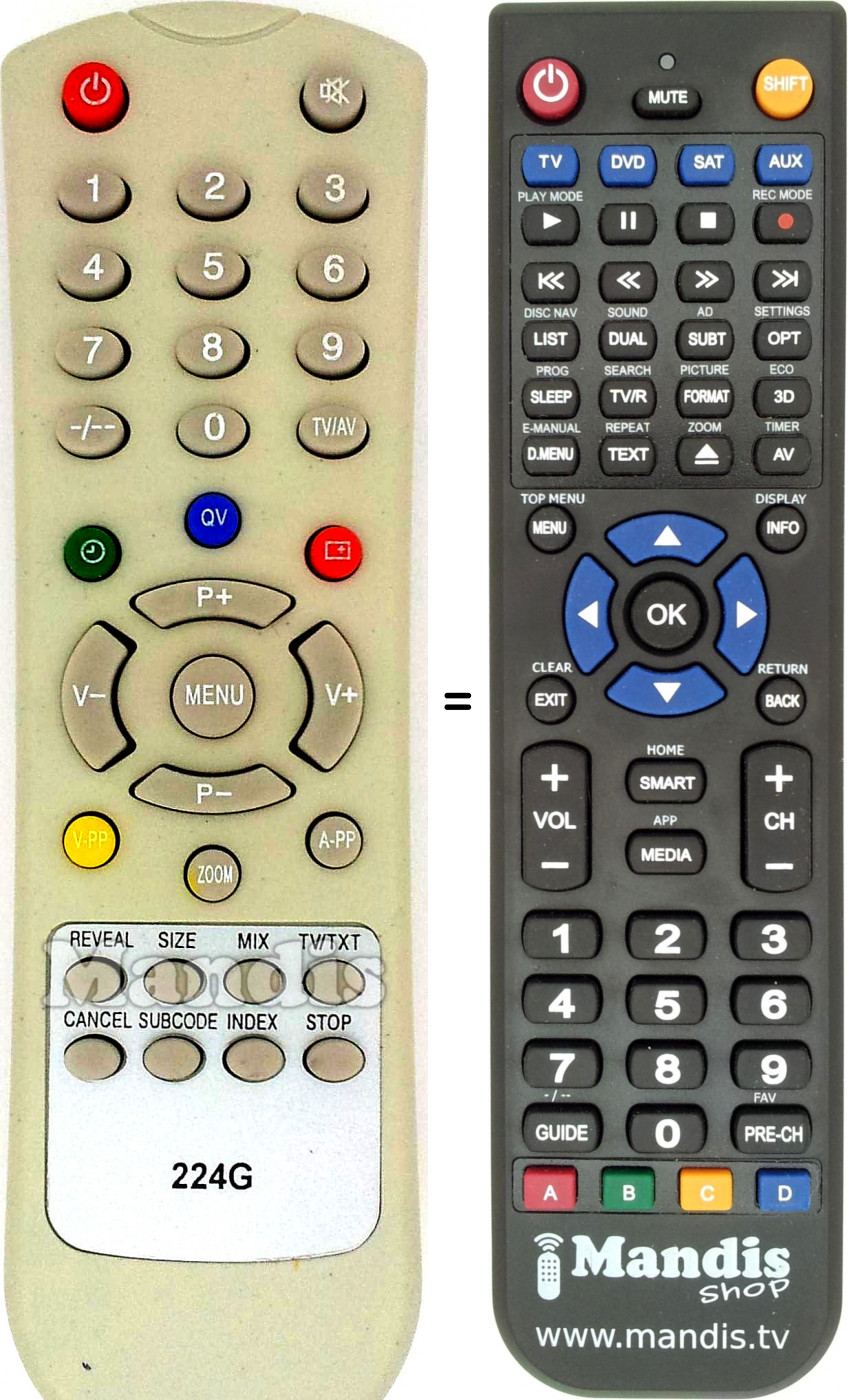 Replacement remote control MV-224G 