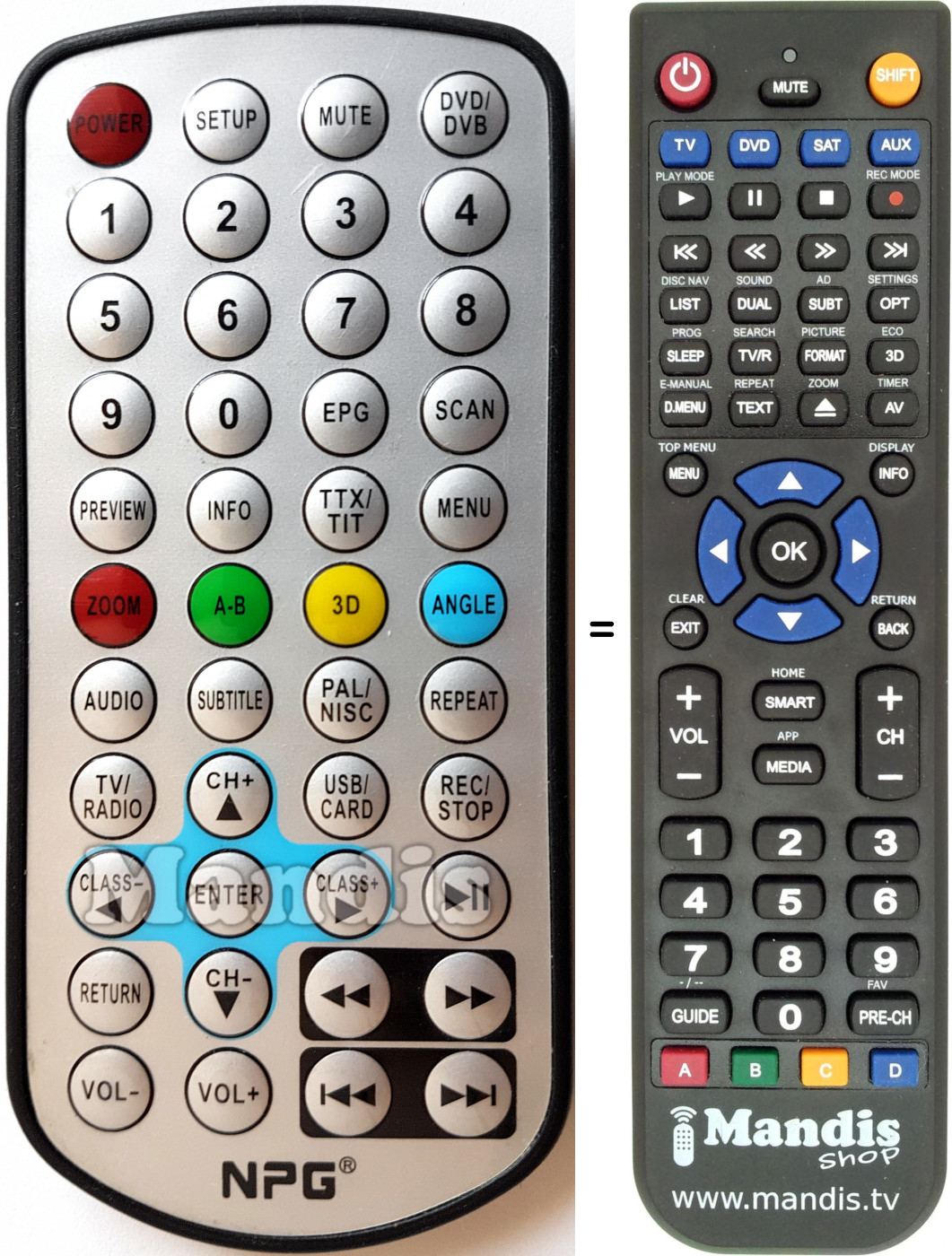 Replacement remote control NPG007