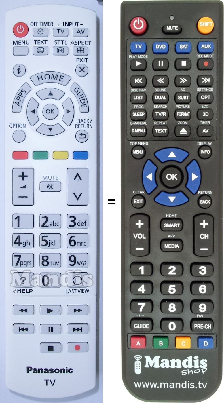 Replacement remote control Panasonic N2QAYB000840