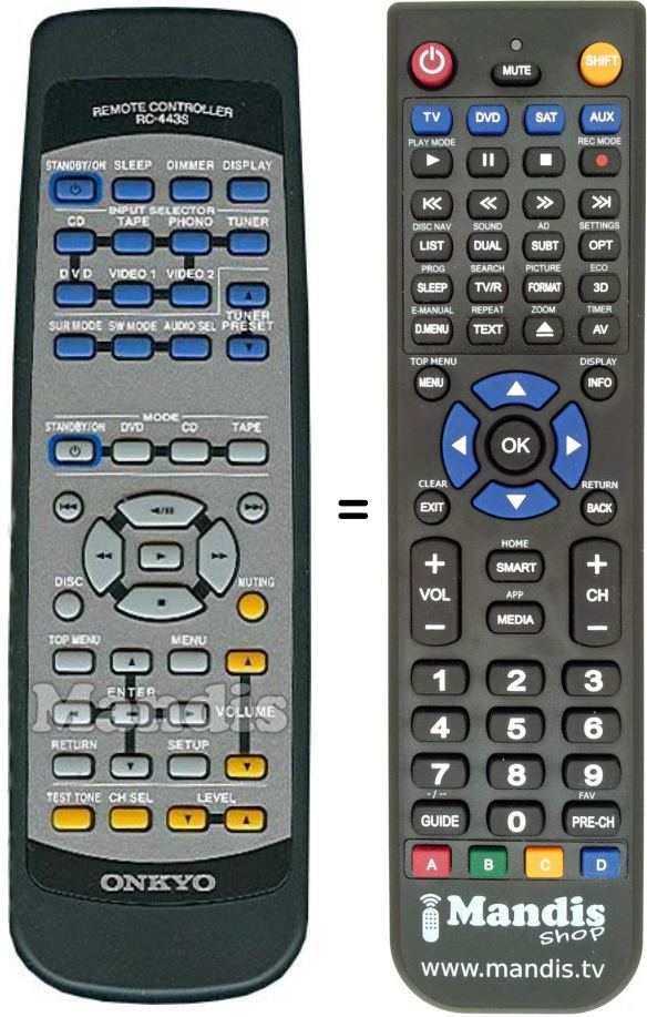 Replacement remote control Onkyo RC-443S