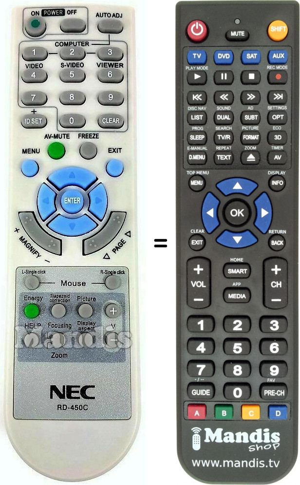 Replacement remote control RD-450C