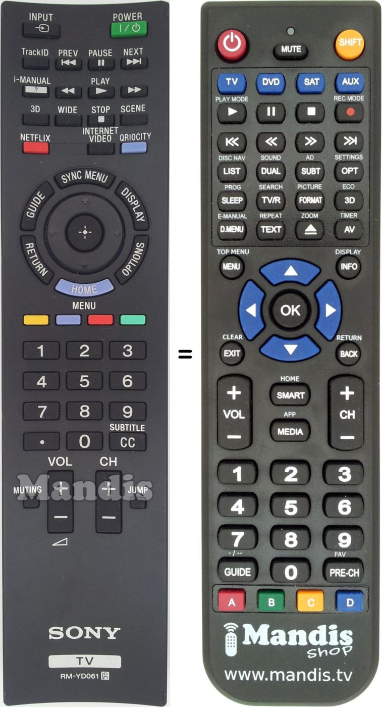 Replacement remote control RMYD061