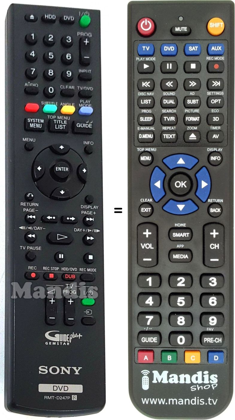 Replacement remote control Sony RMT-D 247 P