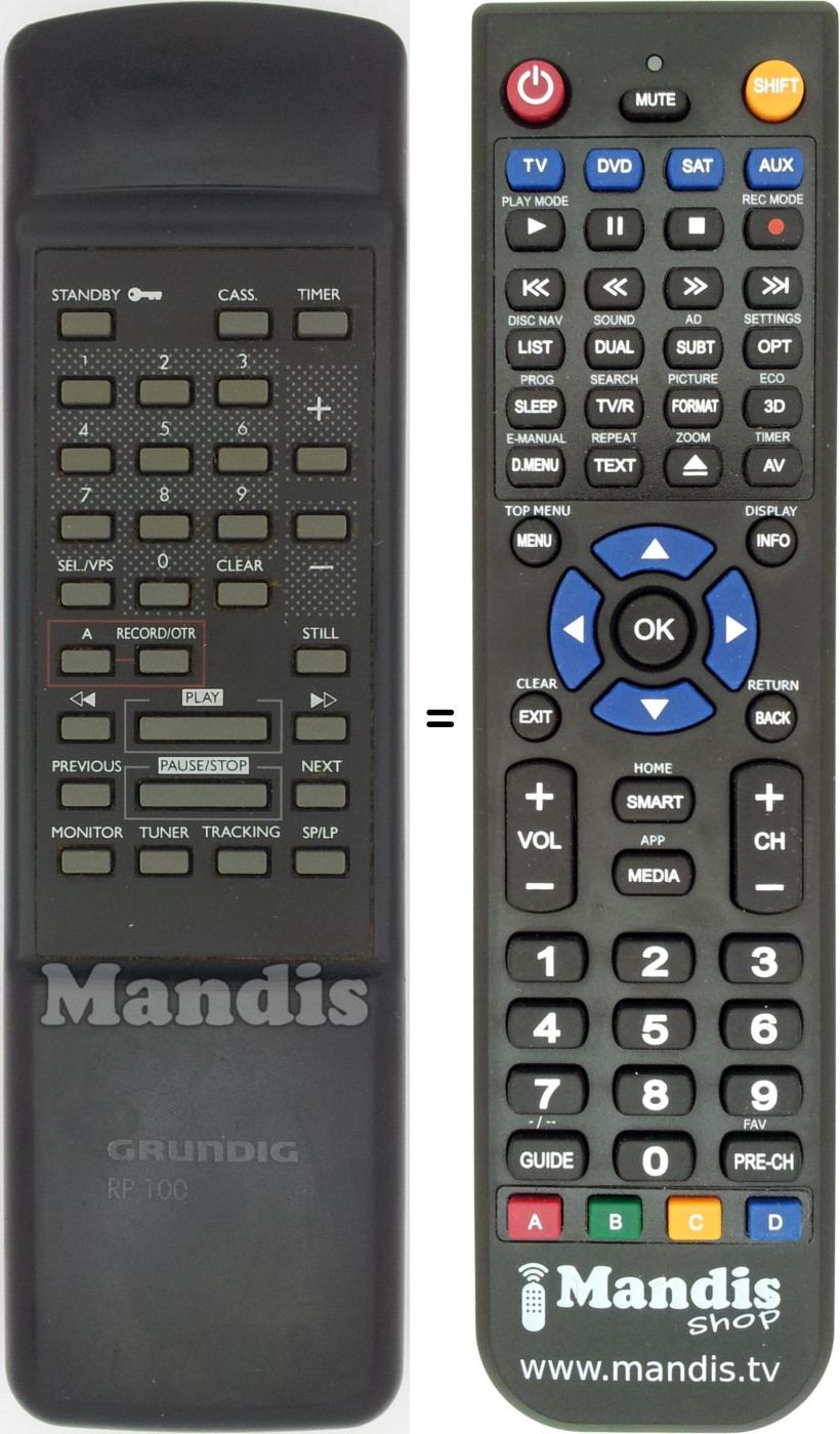 Replacement remote control Grundig RP100