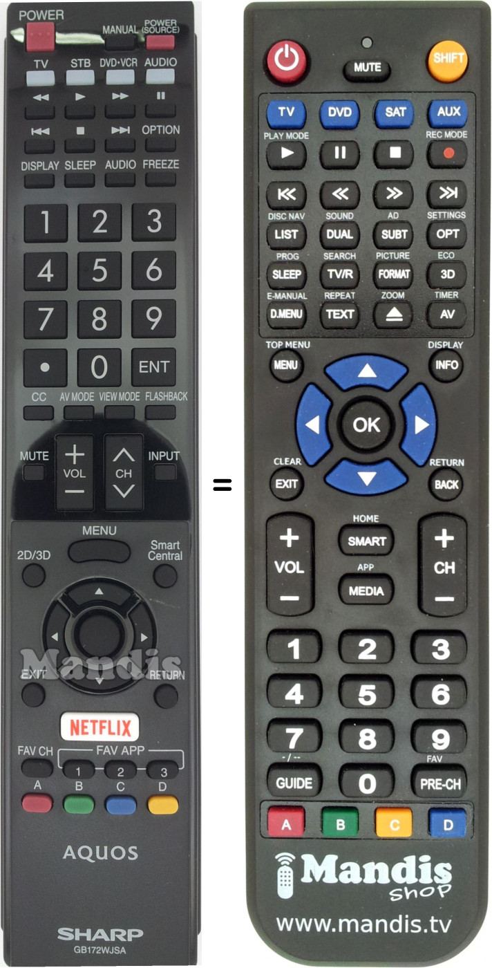 Replacement remote control GB172WJSA