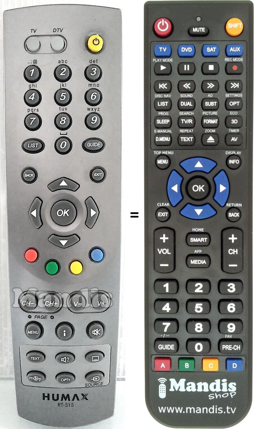Replacement remote control Humax RT-515