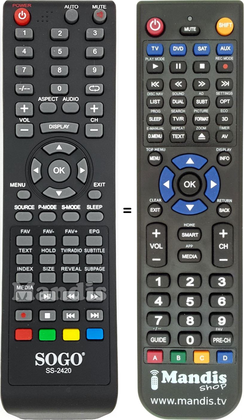 Replacement remote control Sogo SS-2420