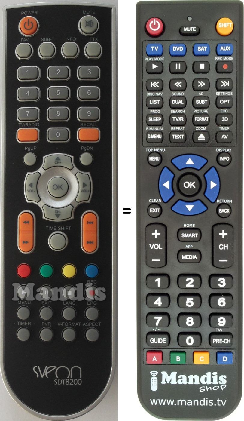 Replacement remote control Sveon SDT8200