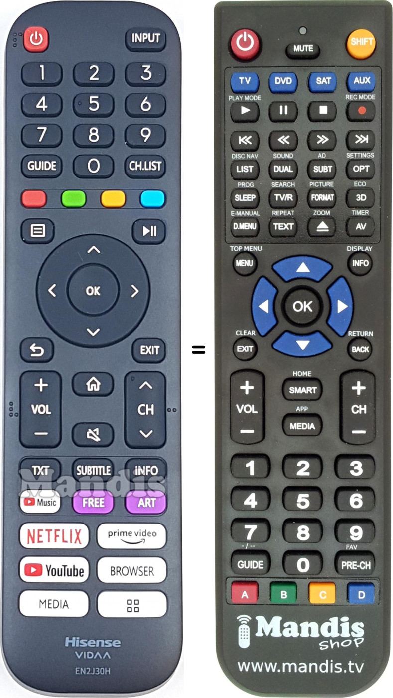 Replacement remote control EN2J30H