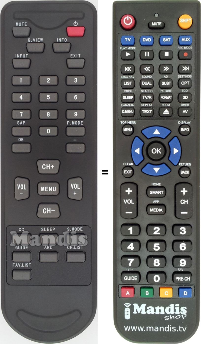 Replacement remote control TV-5620-52