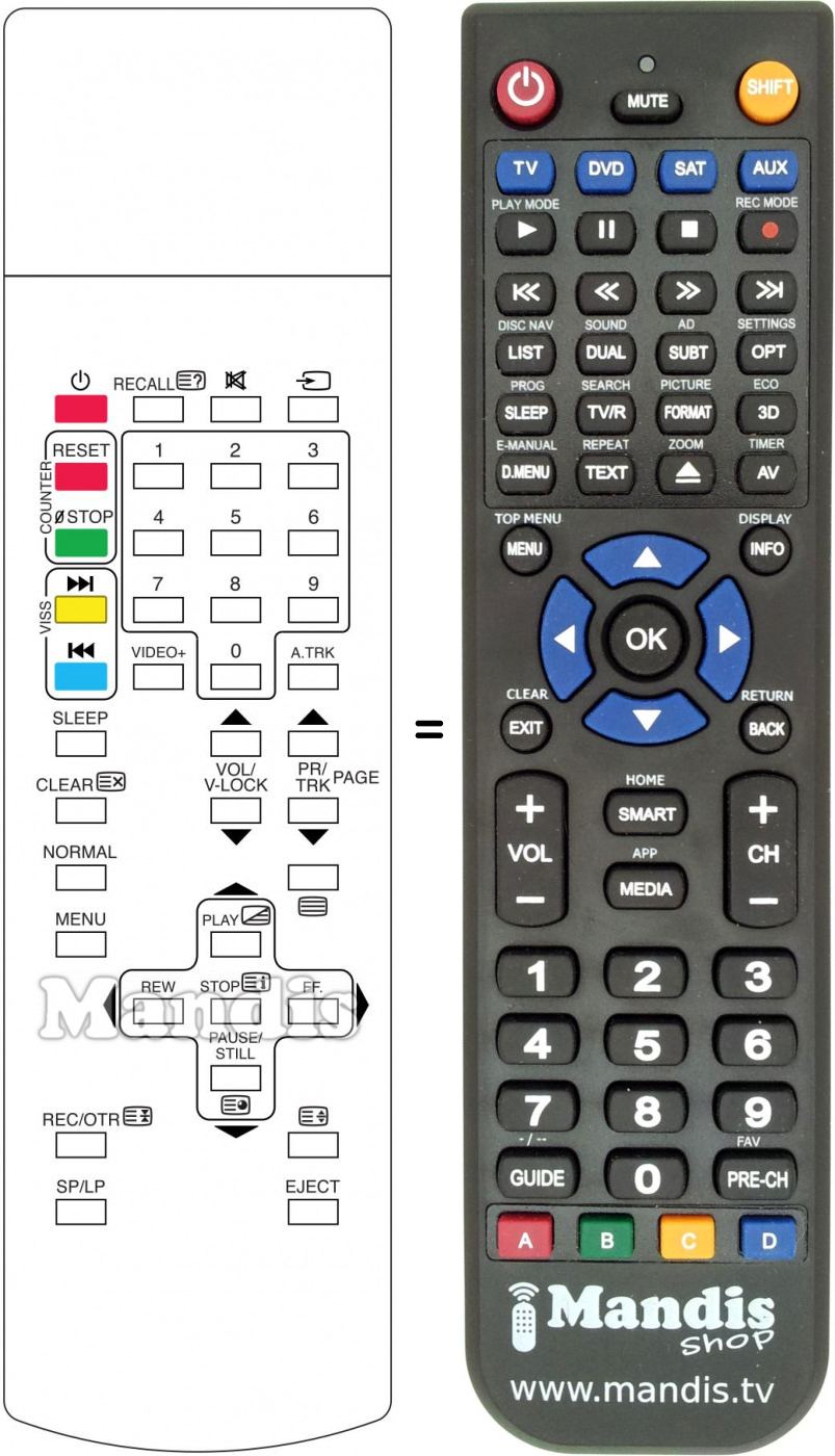 Replacement remote control Goodmans TVC141T
