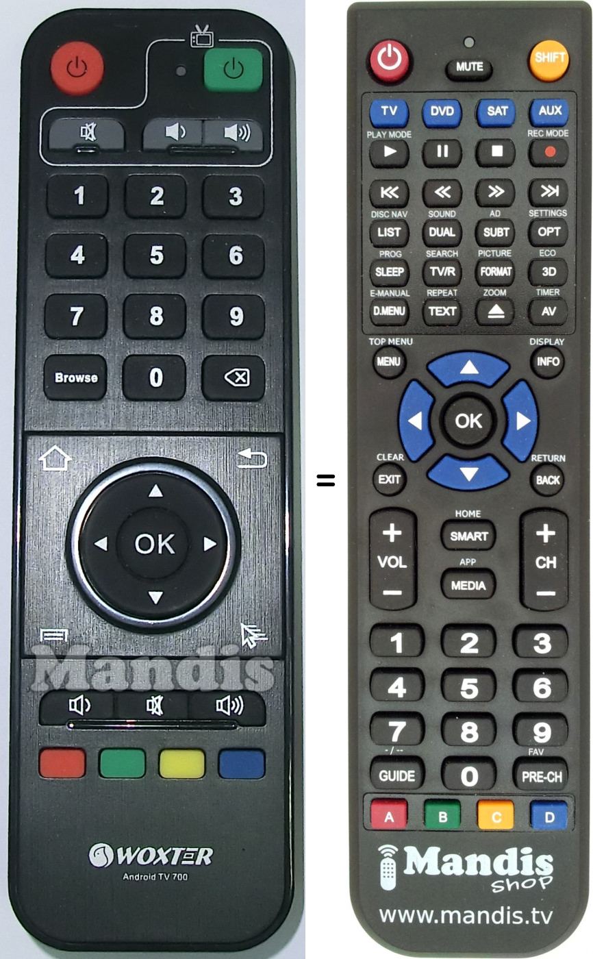 Replacement remote control Woxter ANDROIDTV700