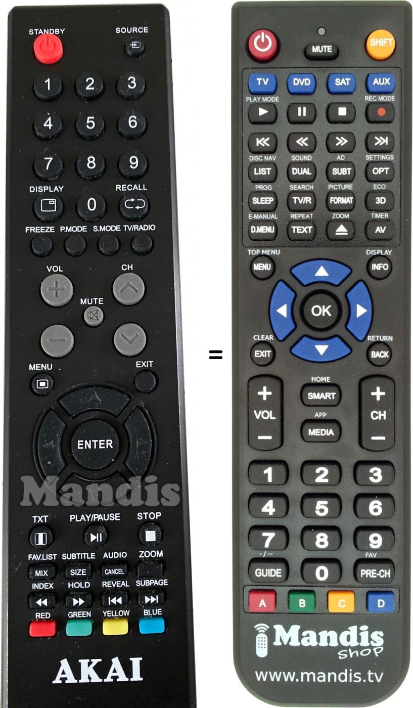 Replacement remote control Akai CTV320TS