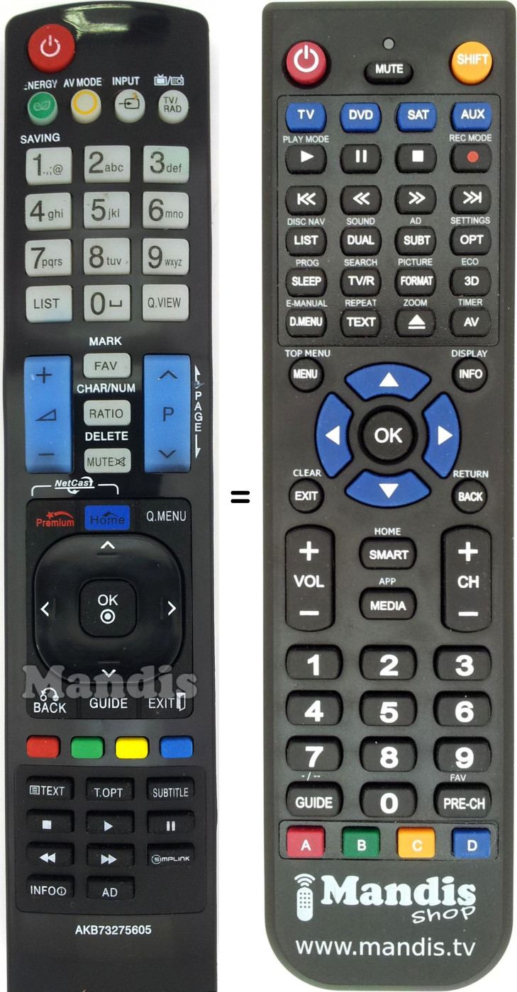 Replacement remote control LG AKB73275605
