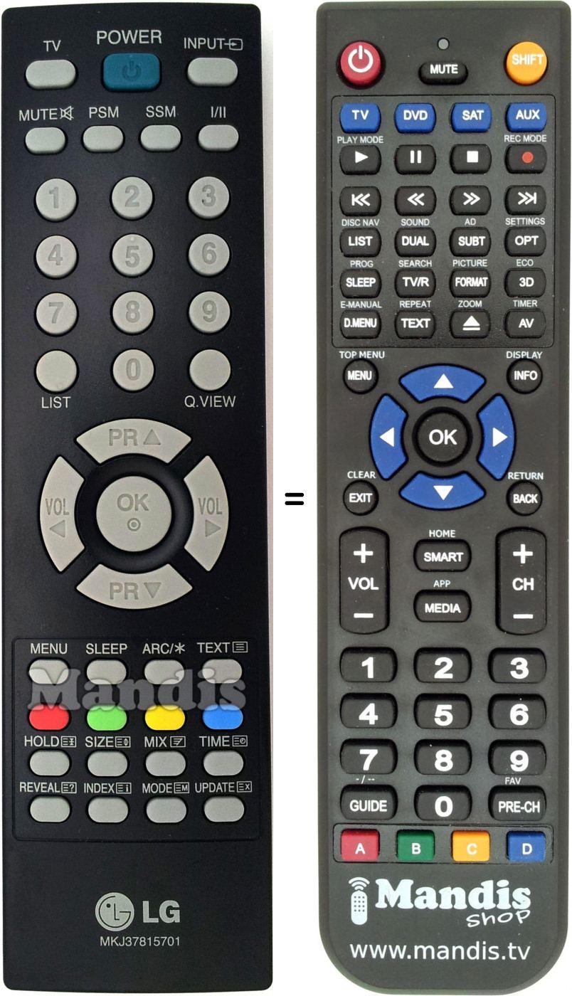 Replacement remote control LG MKJ 37815701