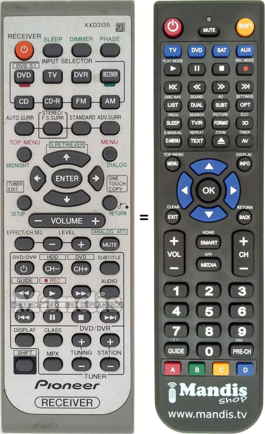 Replacement remote control Pioneer XXD3135