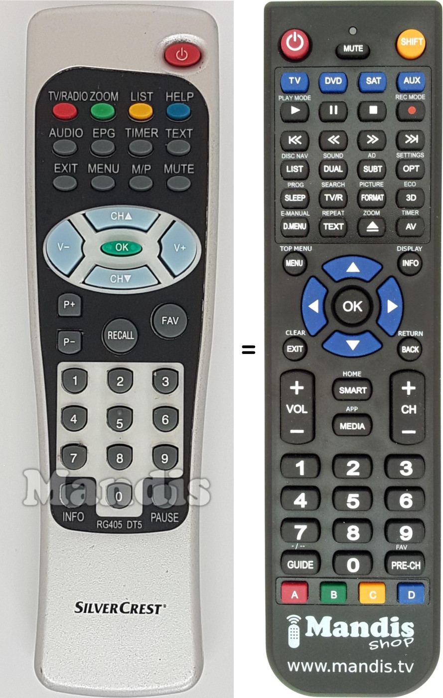 Replacement remote control MAXVIEW RG405DT5