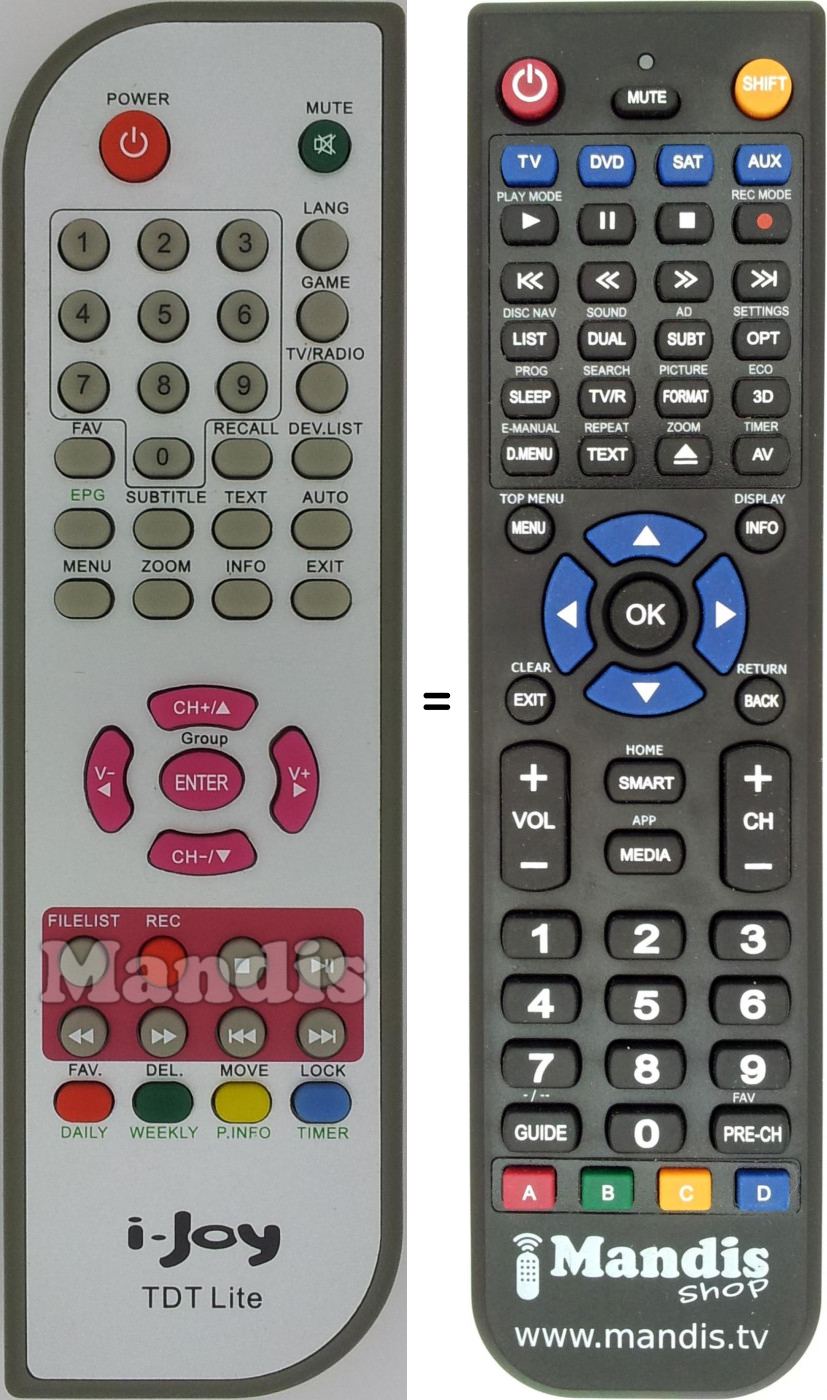 Replacement remote control TDT-LITE