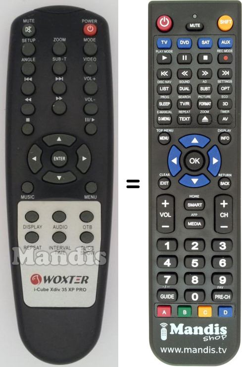 Replacement remote control Woxter ICUBEXDIV35XPPRO