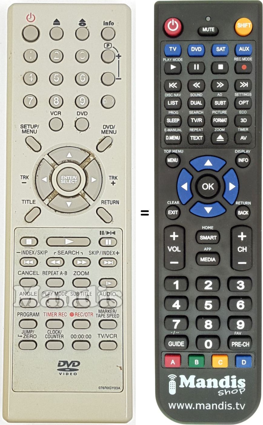 Replacement remote control NordMende 076R0GY03A