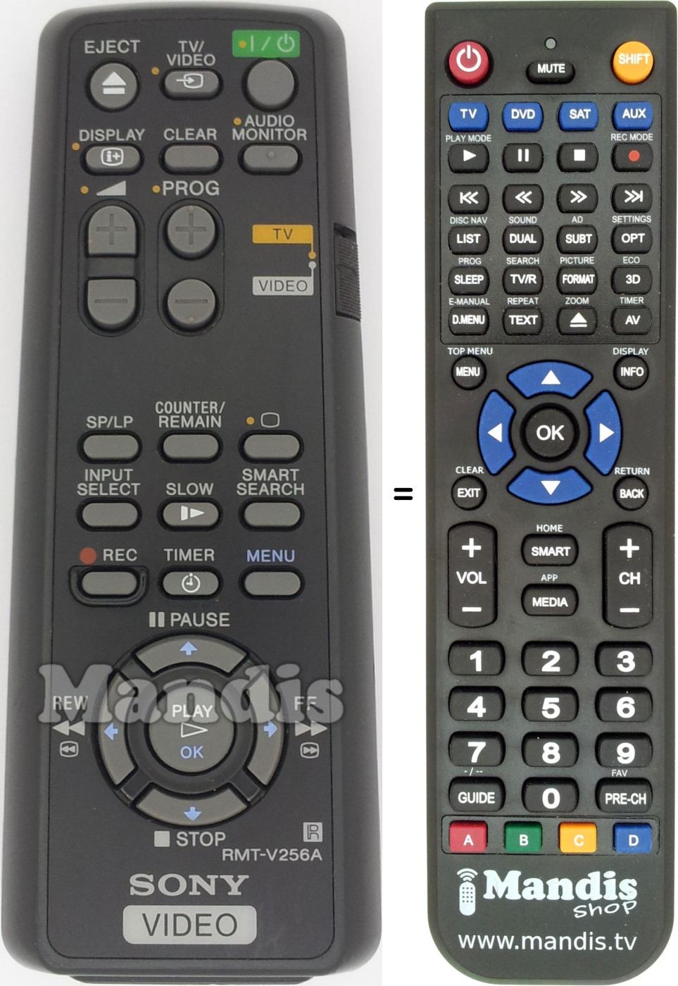 Replacement remote control RMT-V 256 A