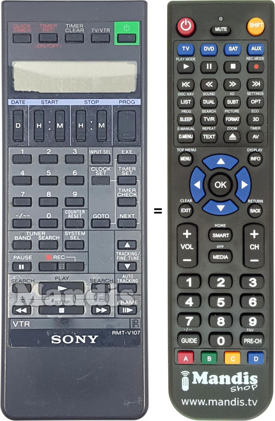 Replacement remote control RMT-V107