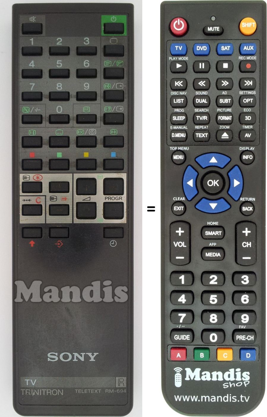 Replacement remote control Sony RM-694