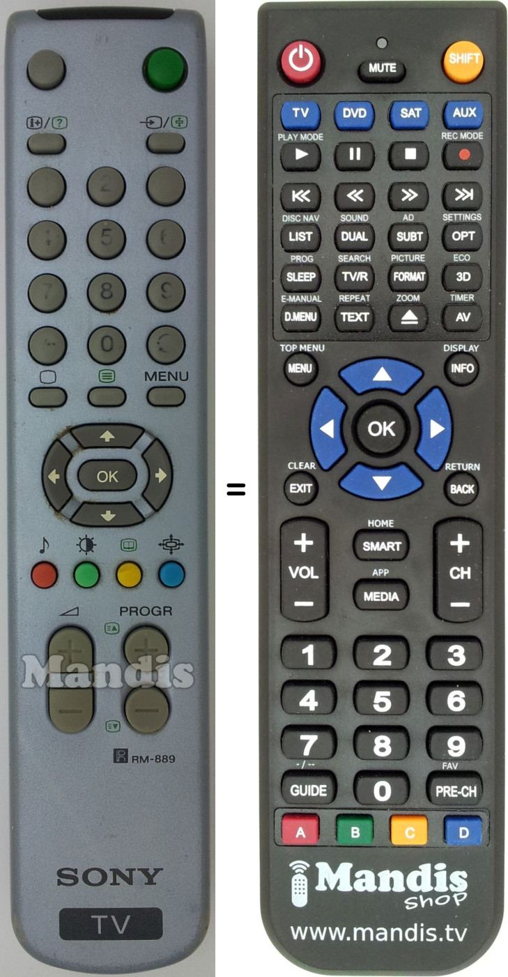 Replacement remote control RM-889