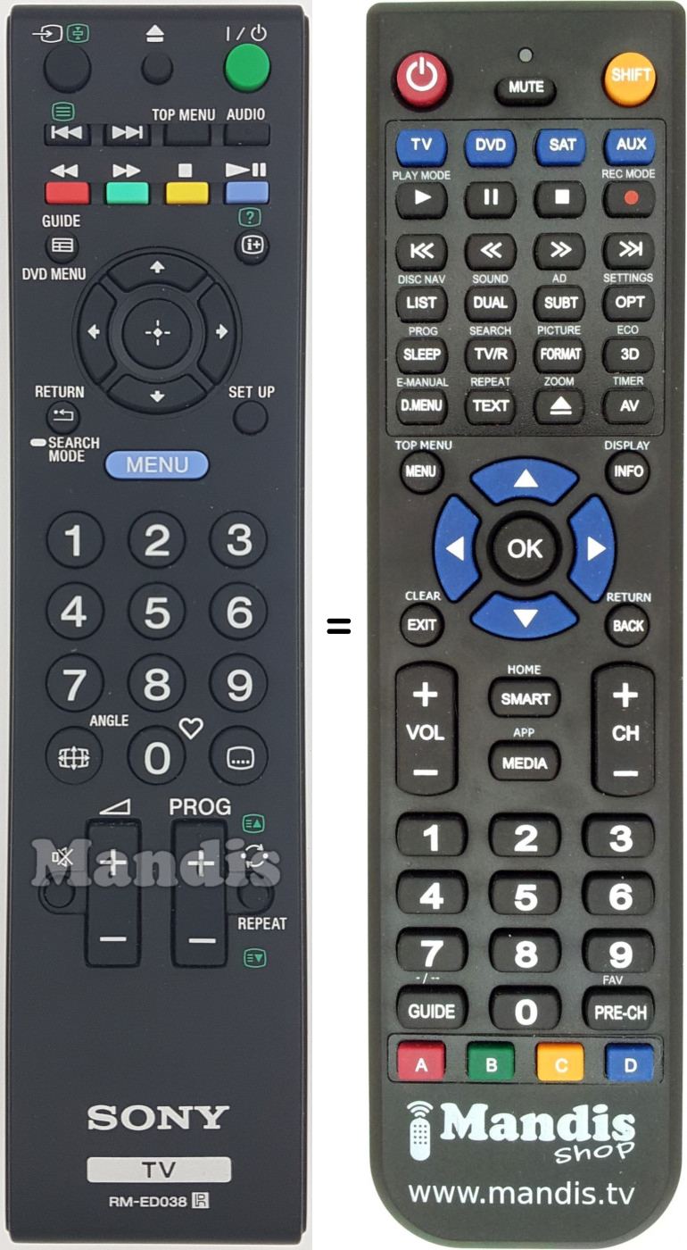 Replacement remote control Sony RMED038