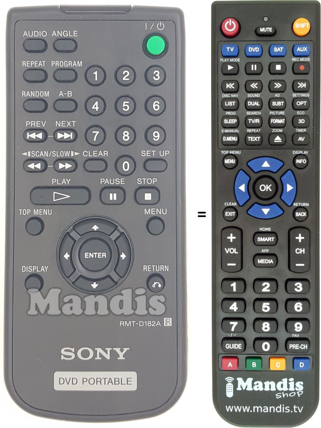 Replacement remote control RMT-D 182 A